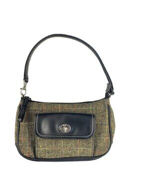 Tweed & Faux Leather Shoulder Bag With Turn-Lock Front Pocket By Ego